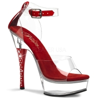 Туфли для стриптиза DIAMOND-642 прозрачный/красный